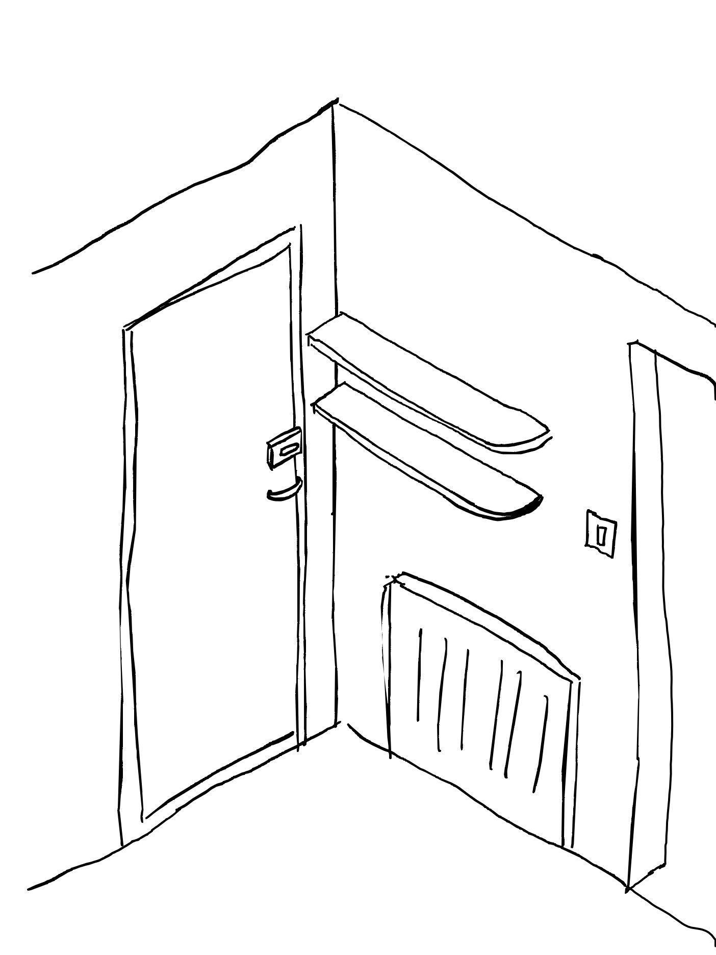 ISO sketch of kitchen shelves